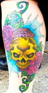 rose and scull tattoo